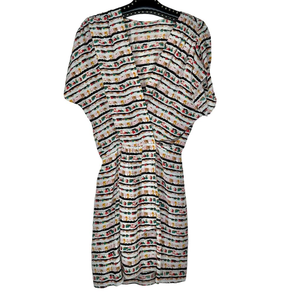 Parfait Silk Stripe Faux Wrap Dress Small - Picture 9 of 9